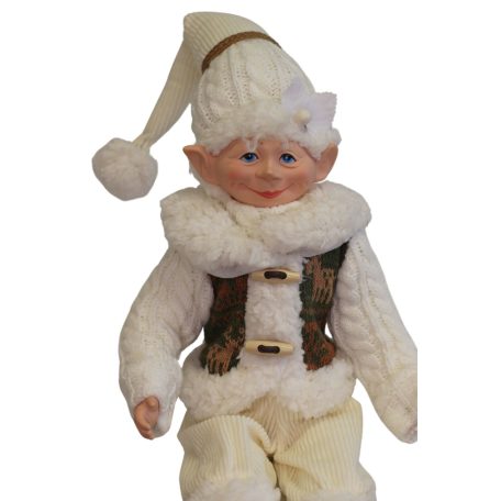 Téli karácsonyi manó - Bézs-fehér - 40 cm  