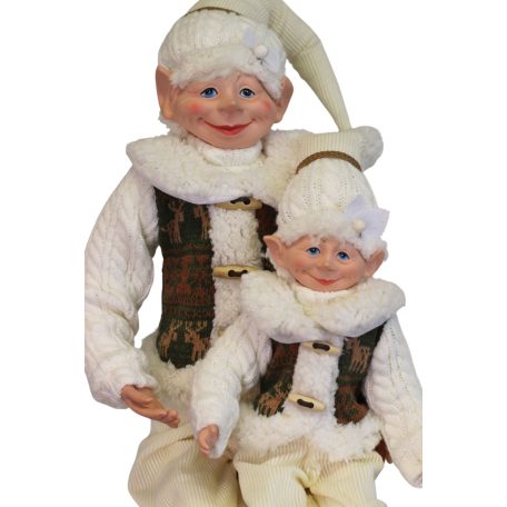 Téli karácsonyi manó - Bézs-fehér - 65 cm/77 cm 