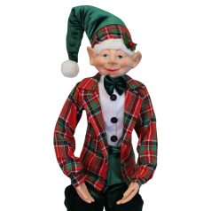 Zöld és piros karácsonyi manó - 65 cm/77 cm  