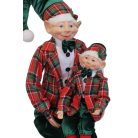 Zöld és piros karácsonyi manó - 65 cm/77 cm  