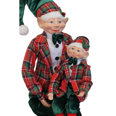 Zöld és piros karácsonyi manó - 65 cm/77 cm  