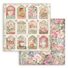 Stamperia scrapbook papír - Casa Granada címkék - 2 oldalas - 31,5x30,5 cm - SBB-847