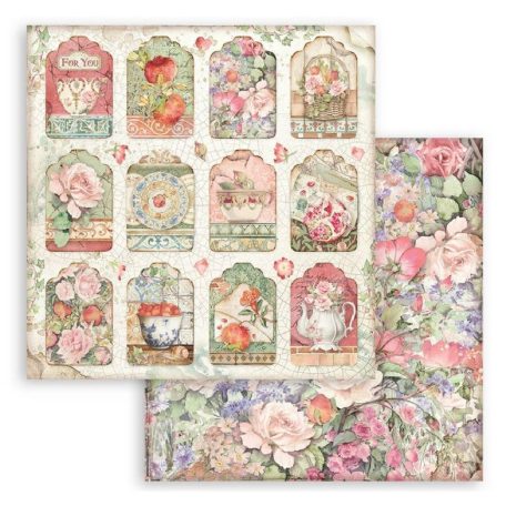 Stamperia scrapbook papír - Casa Granada címkék - 2 oldalas - 31,5x30,5 cm - SBB-847