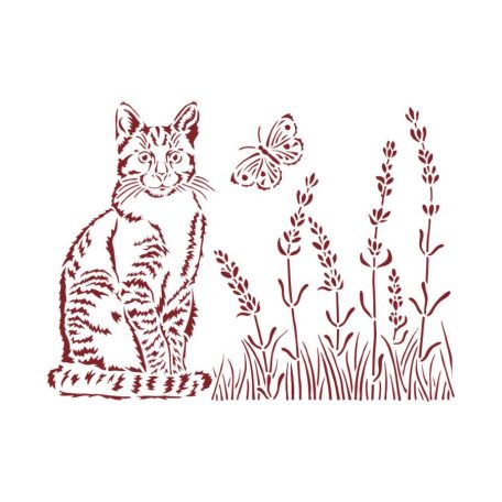 Stamperia stencil - 20x15 cm - Provence macskák - KSD-309