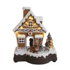 Zenéló és mozgó mézeskalács házikó LED-del - 23 cm