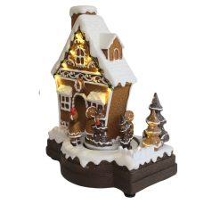 Zenéló és mozgó mézeskalács házikó LED-del - 23 cm