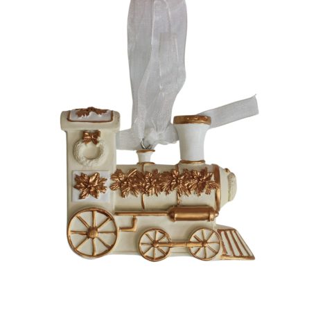 Karácsonyfadísz - Fehér-arany vonat - 7 cm