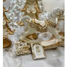 Karácsonyfadísz - Fehér-arany vonat - 7 cm