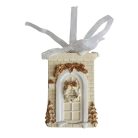 Karácsonyfadísz - Fehér-arany ajtó - 8 cm 