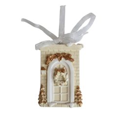 Karácsonyfadísz - Fehér-arany ajtó - 8 cm 
