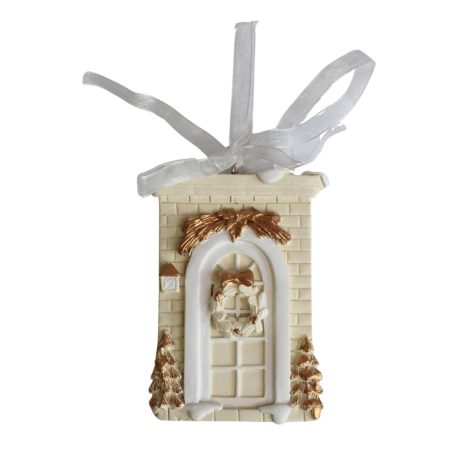 Karácsonyfadísz - Fehér-arany ajtó - 8 cm 