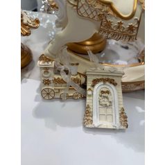 Karácsonyfadísz - Fehér-arany ajtó - 8 cm 