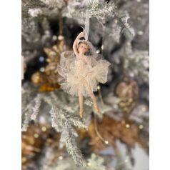 Karácsonyfadísz - Krém-arany - Balerina - 17 cm