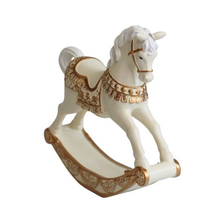 Krém-arany karácsonyi dekorációs hintaló - 18 cm