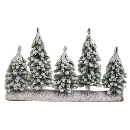 Dekoratív havas fácskák fatönkön - 40 cm