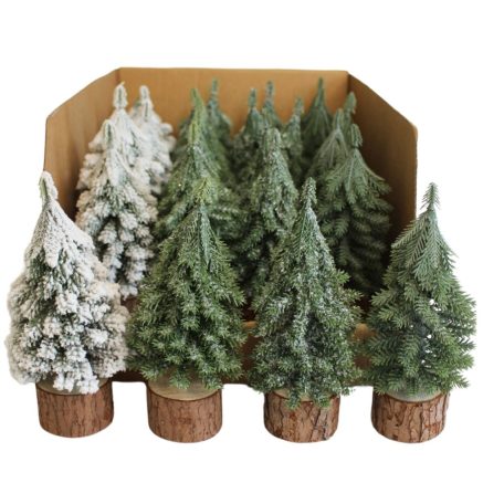 Dekoratív mesterséges karácsonyfák - 19 cm - 24 db/csomag