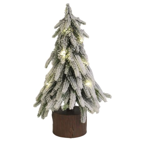 Dekoratív havazott karácsonyfa LED-del - 28 cm