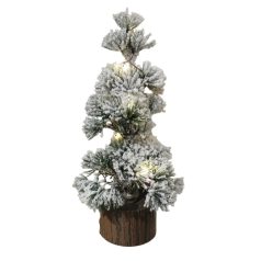 Dekoratív havas fenyő LED-del - 28 cm