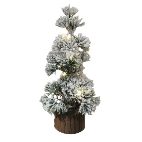 Dekoratív havas fenyő LED-del - 28 cm