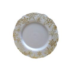 Fehér arany üveg karácsonyi tányér - 33 cm 