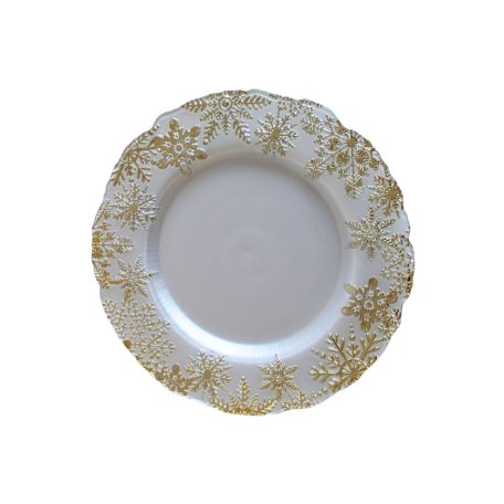 Fehér arany üveg karácsonyi tányér - 33 cm 