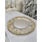 Fehér arany üveg karácsonyi tányér - 33 cm 