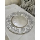 Fehér és ezüst üveg karácsonyi tányér - 33 cm