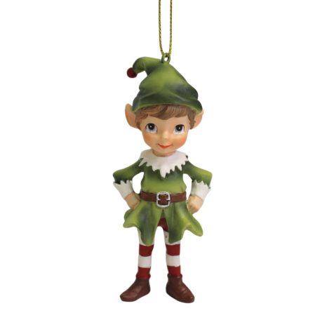 Zöld karácsonyi dísz manó Oliver - 9 cm  