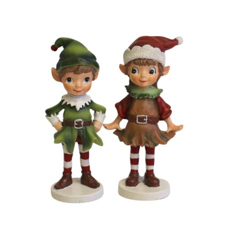 Zöld karácsonyi manó Oliver - 9 cm  