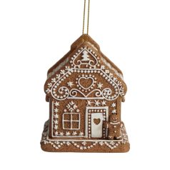 Mézeskalács karácsonyi dísz LED házikó - 7 cm