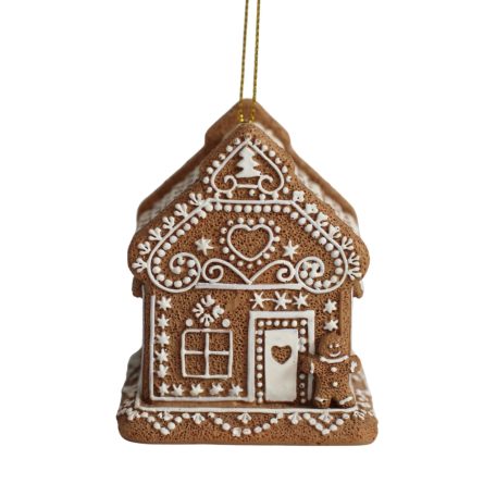 Mézeskalács karácsonyi dísz LED házikó - 7 cm
