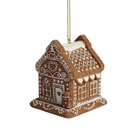 Mézeskalács karácsonyi dísz LED házikó - 7 cm