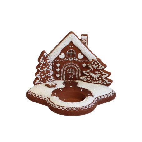 Mézeskalács házikó alakú mécsestartó - 15 cm