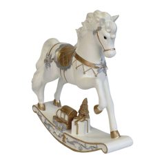 Fehér-arany karácsonyi  hintaló - 40 cm  