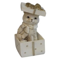 Fehér arany karácsonyi cica - 10 cm