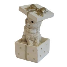 Fehér arany karácsonyi cica - 10 cm