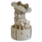 Fehér és arany karácsonyi kutya - 10 cm