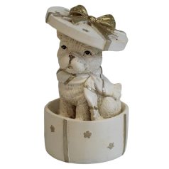 Fehér és arany karácsonyi kutya - 10 cm