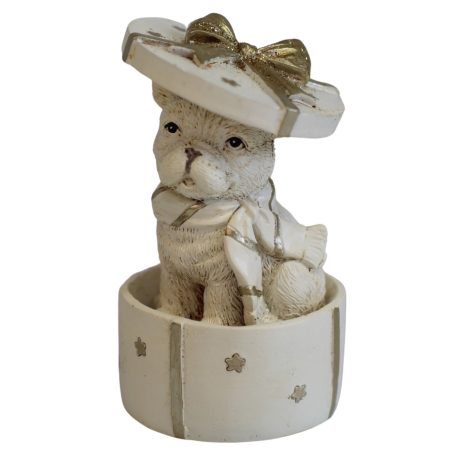 Fehér és arany karácsonyi kutya - 10 cm