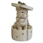 Fehér és arany karácsonyi kutya - 10 cm