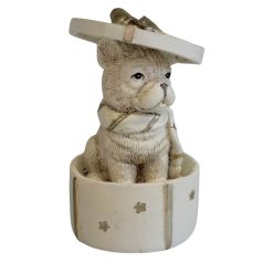 Fehér és arany karácsonyi kutya - 10 cm