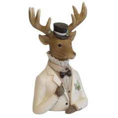 Elegáns krémszínű szarvas figura fiú - 23 cm  