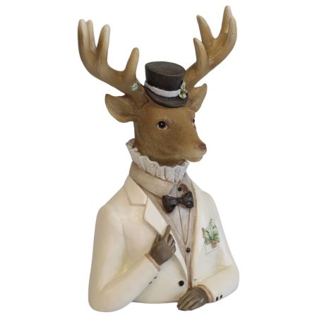  Elegáns krémszínű szarvas figura fiú - 23 cm  