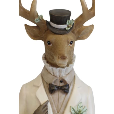  Elegáns krémszínű szarvas figura fiú - 23 cm  