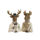  Elegáns krémszínű szarvas figura fiú - 23 cm  