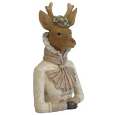 Elegáns krémszínű szarvas figura lány  - 23 cm 