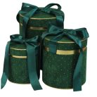  Karácsonyi bársony díszdoboz - Zöld - 3 db-os szett