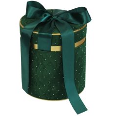  Karácsonyi bársony díszdoboz - Zöld - 3 db-os szett
