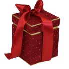 Karácsonyi bársony díszdoboz - Piros - 2 db-os szett