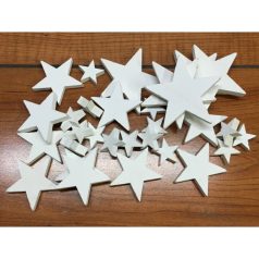    Fehér fa csillagok vegyes - 2,5cm, 5 cm, 7cm - 30db/csomag 